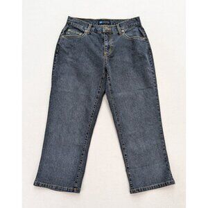 Relativity Women's Jeans Cropped Size 6P Dark Wash Beaded Straight 23in Inseam